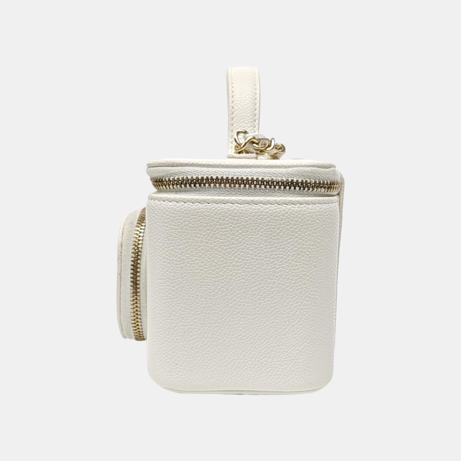 VANITY CASE Medium Quilted Grained Calfskin White