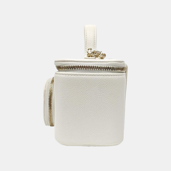 VANITY CASE Medium Quilted Grained Calfskin White