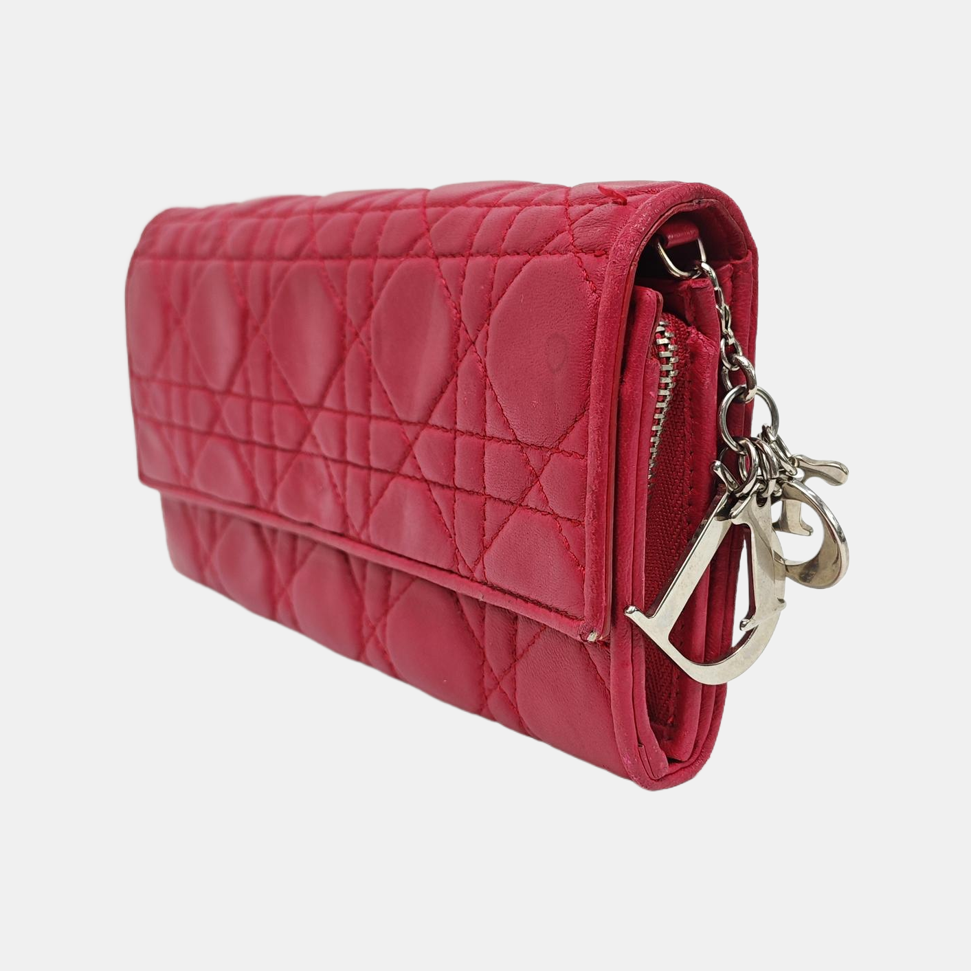 Lady Dior Small Cannage Lambskin Pink Wallet