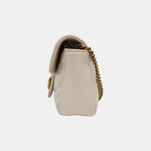 GG Marmont Mini Quilted Calfskin White