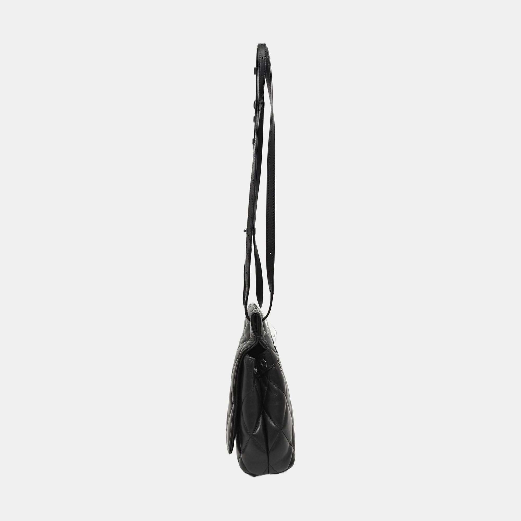 B. Medium Quilted Calfskin Black
