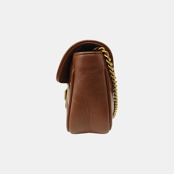 GG Marmont Mini Quilted Calfskin Brown