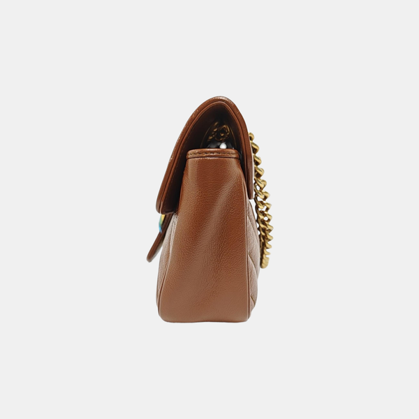 GG Marmont Small Quilted Calfskin Brown