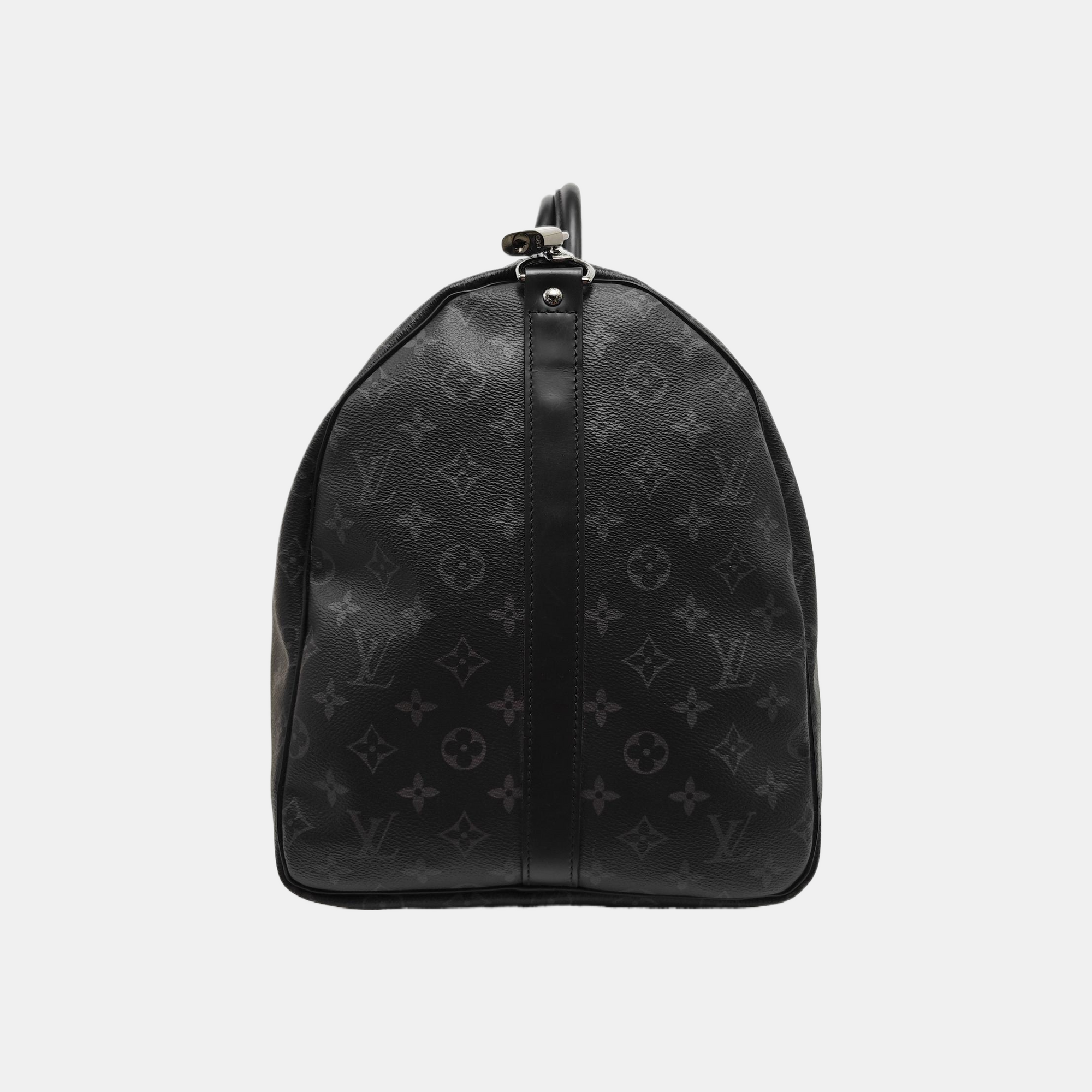 KEEPALL 55 Monogram Coated Canvas Black