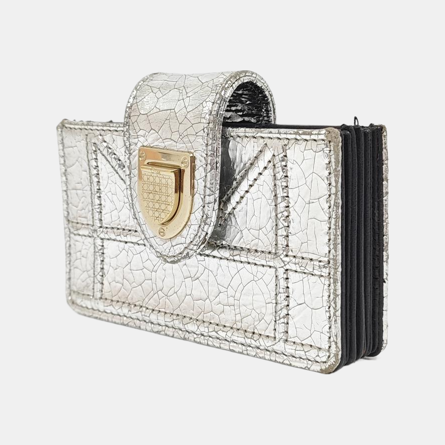 Diorama Cannage Calfskin Silver Wallet