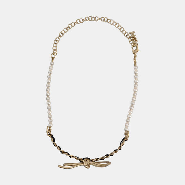 Authenticated pre-owned  Gold Tone Metal Pearl Gold Necklace - Necklace at Looply