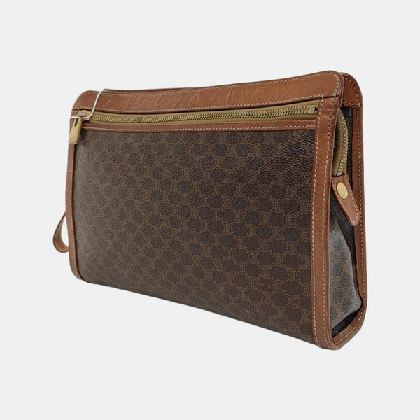 Authenticated pre-owned  MACADAM CLUTCHES Coated Canvas Brown - Clutch at Looply