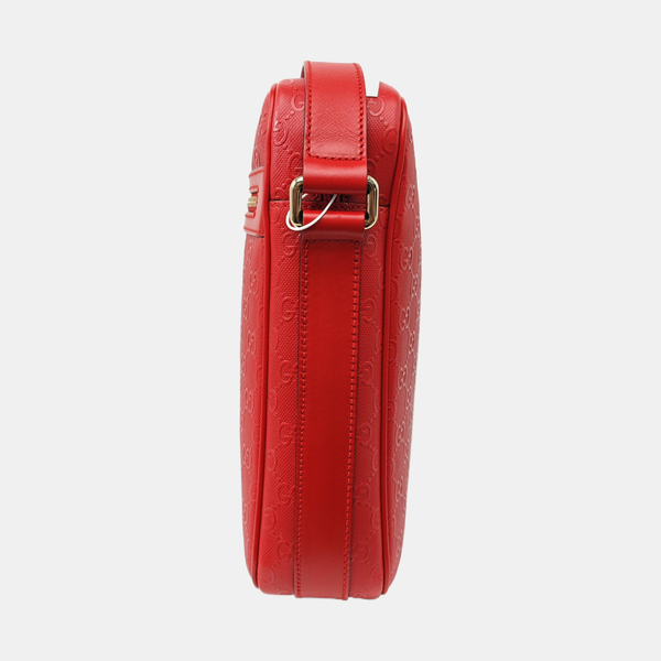 Monogram Calfskin Shoulder Bag Red