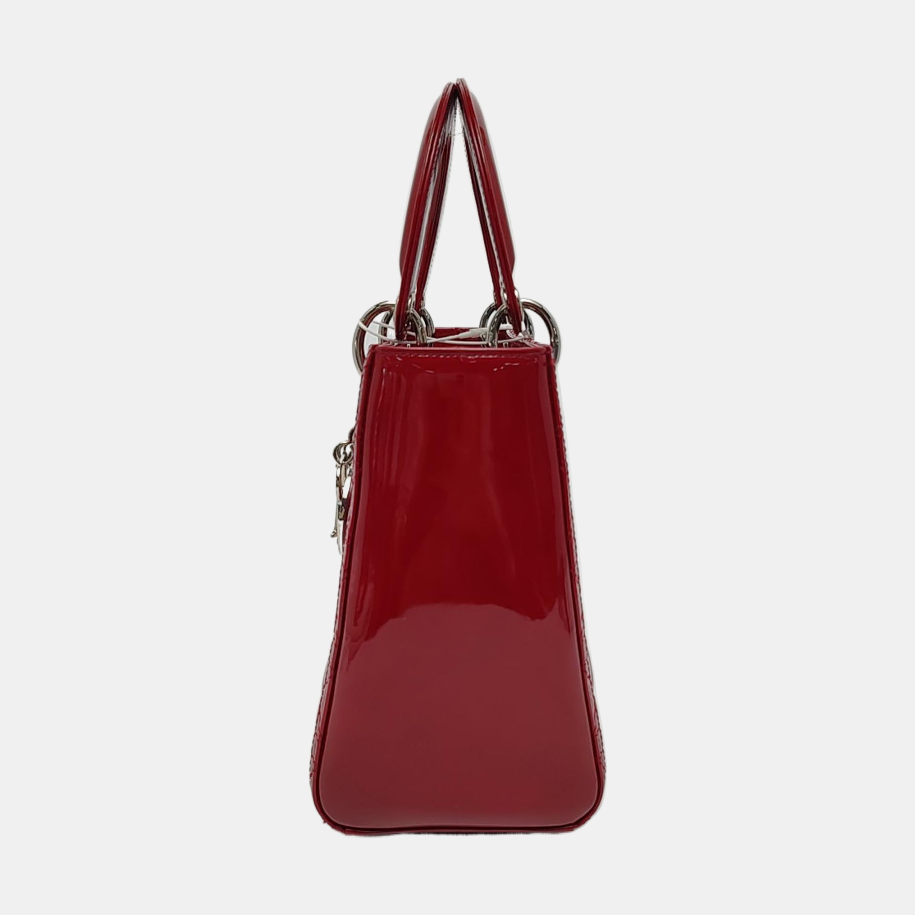 Authenticated pre-owned  Lady Dior Medium Cannage Patent Leather Red - Tote Bag at Looply