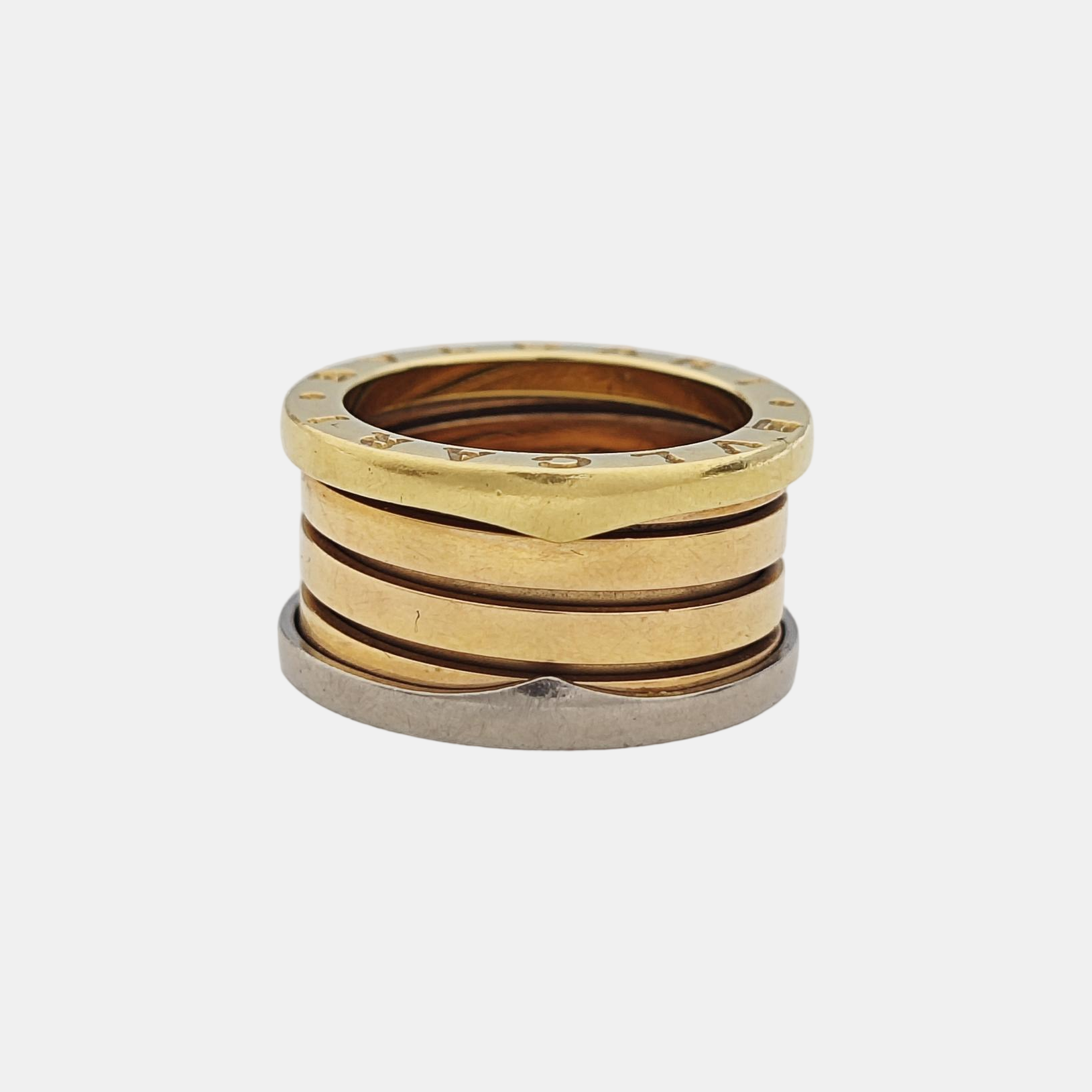 B.ZERO1 18k White Gold Rose Gold Ring EU 51
