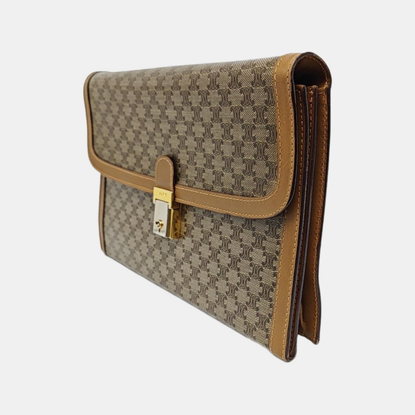 Coated Canvas Clutch Medium Brown