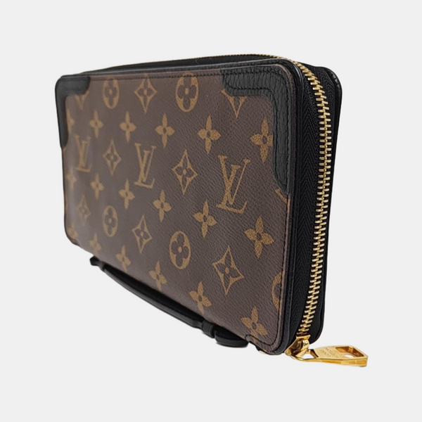 Monogram Coated Canvas Clutch Brown
