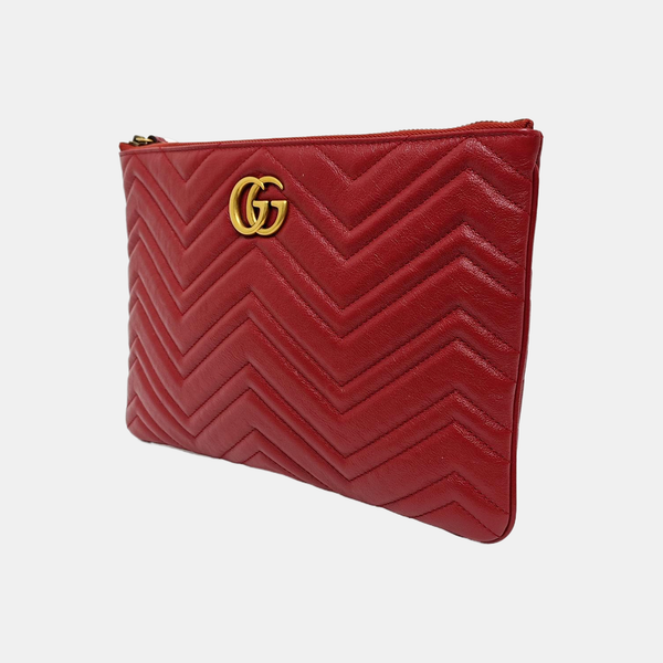 Quilted Calfskin Clutch Red