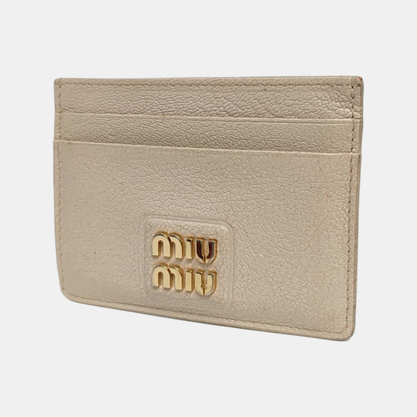 Madras Leather Beige Card Holder
