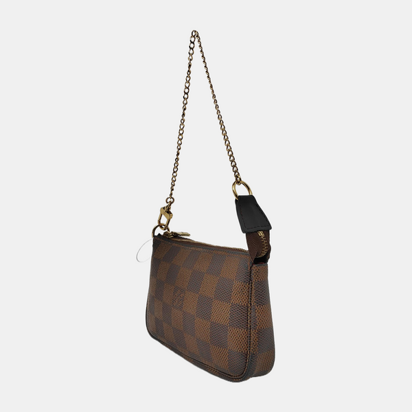 Authenticated pre-owned  ACCESSOIRES Mini Damier Ebene Coated Canvas Brown - Top Handle Bag at Looply