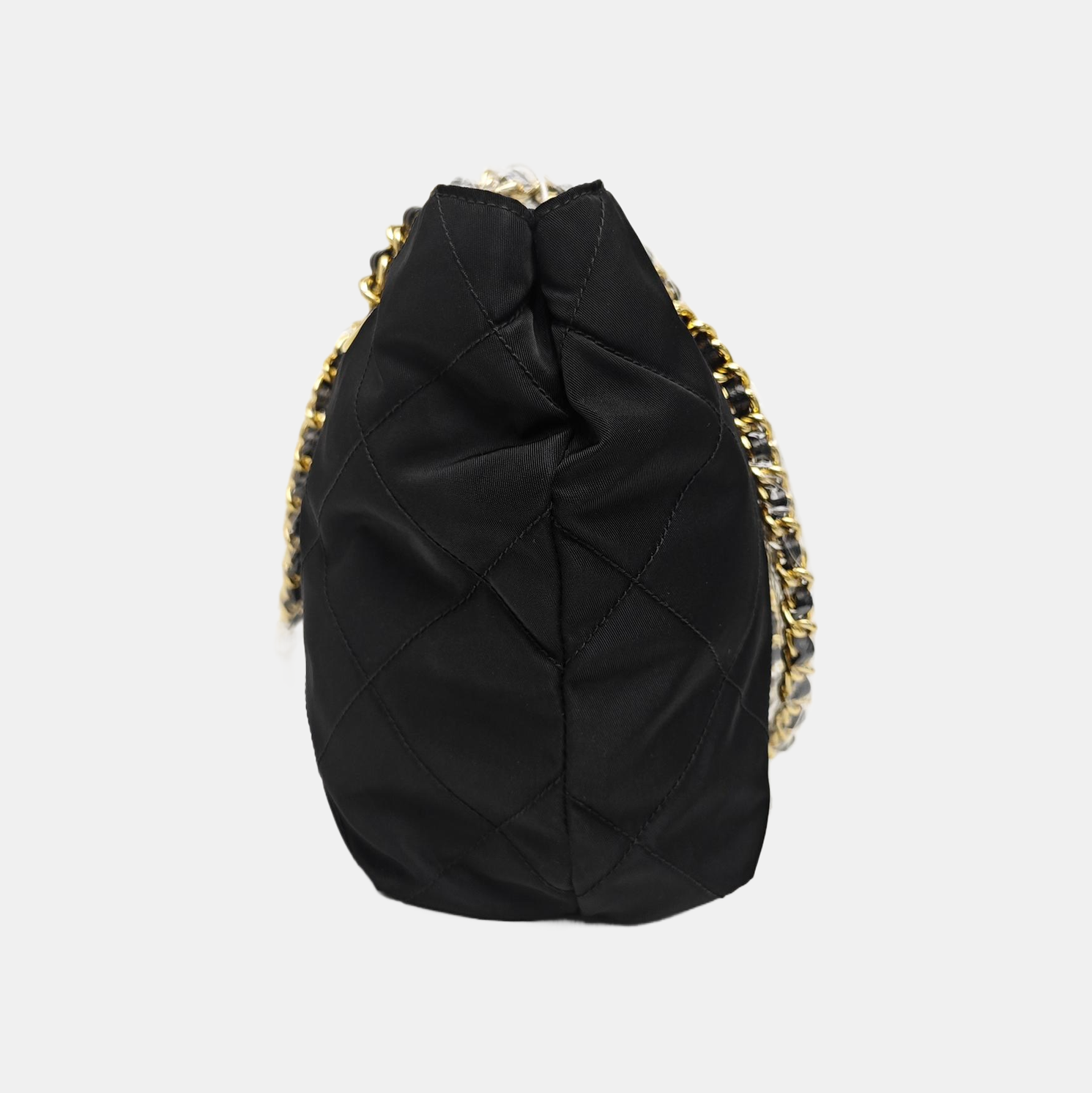 Quilted Nylon Shoulder Bag Black