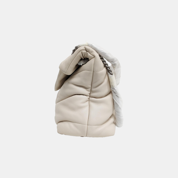 LOULOU Medium Quilted Lambskin White