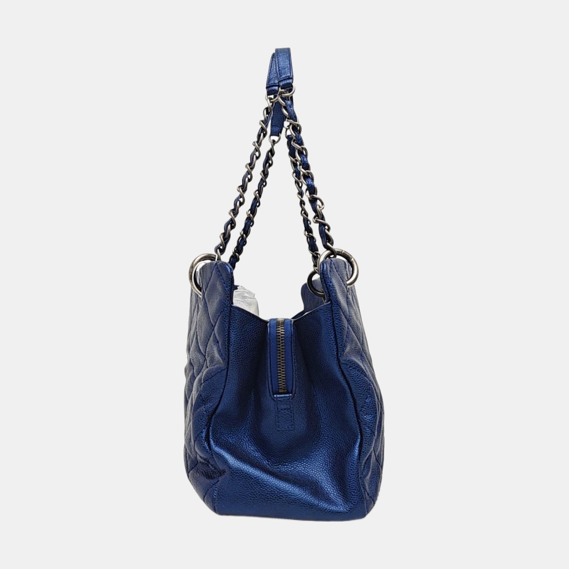 CC TIMELESS SOFT Small Quilted Grained Calfskin Blue
