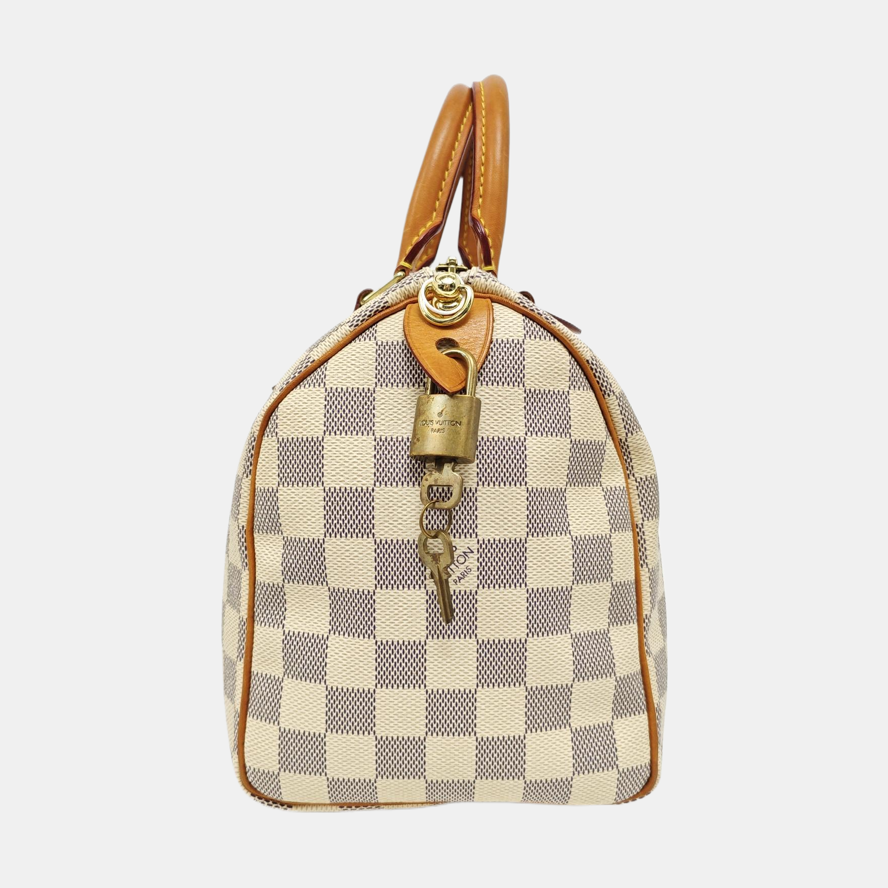 SPEEDY 25 Damier Azur Coated Canvas White