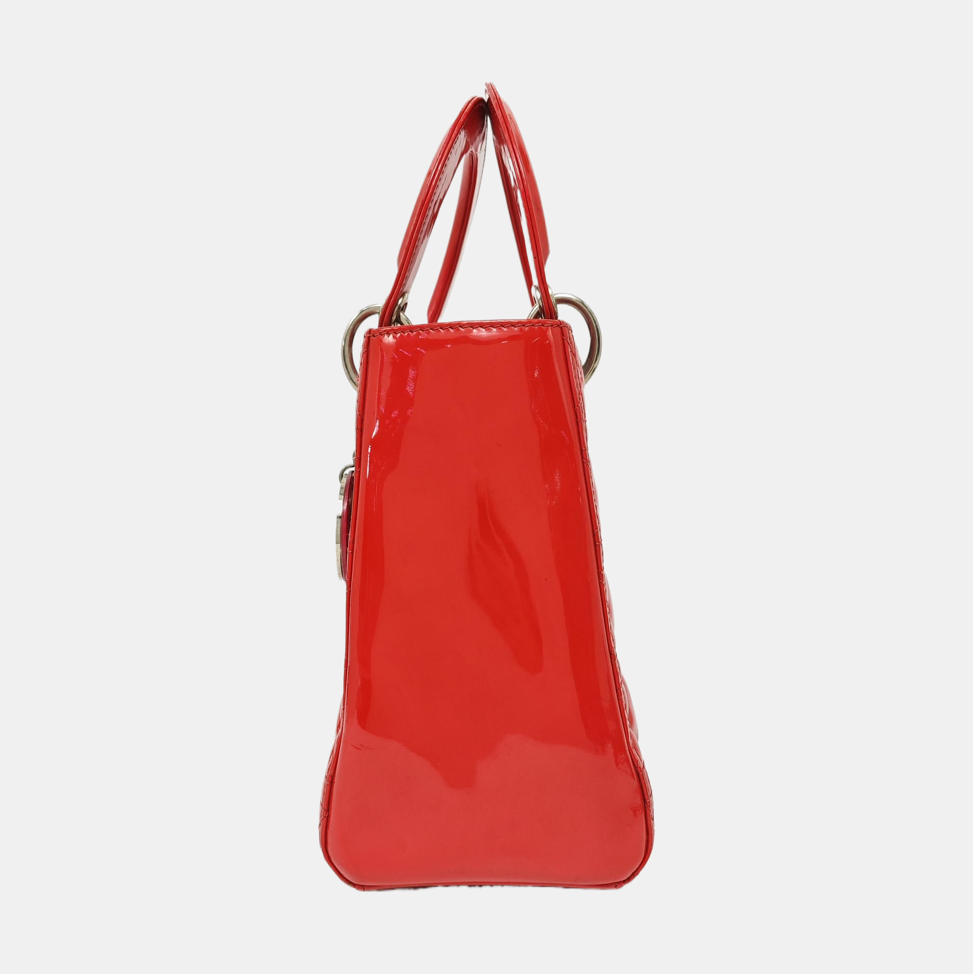 Lady Dior Medium Cannage Patent Leather Red