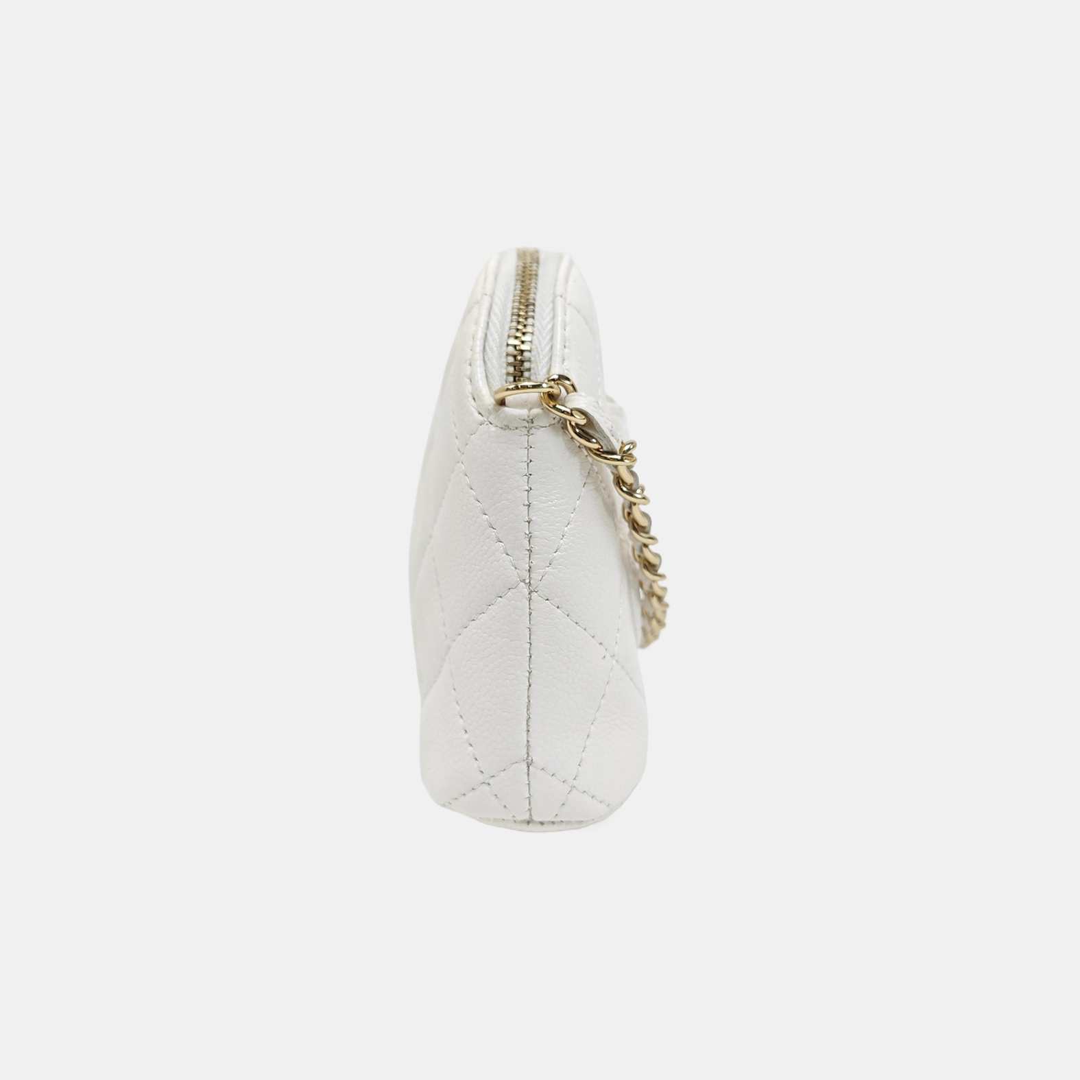 Quilted Grained Calfskin Shoulder Bag White