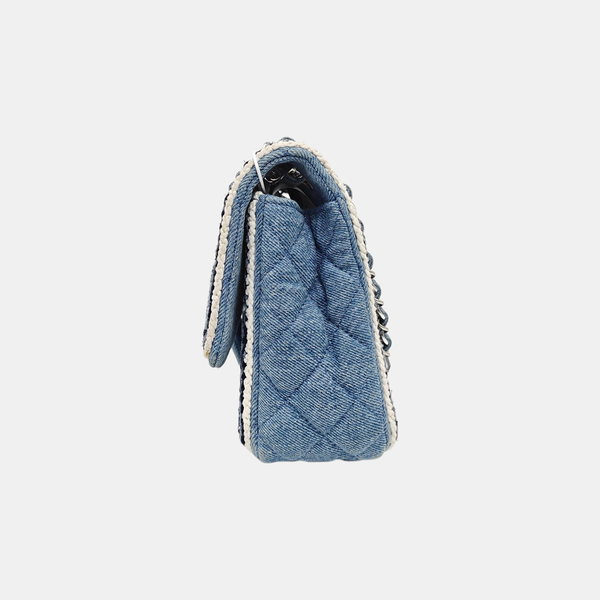 CLASSIC FLAP Small Quilted Denim Blue