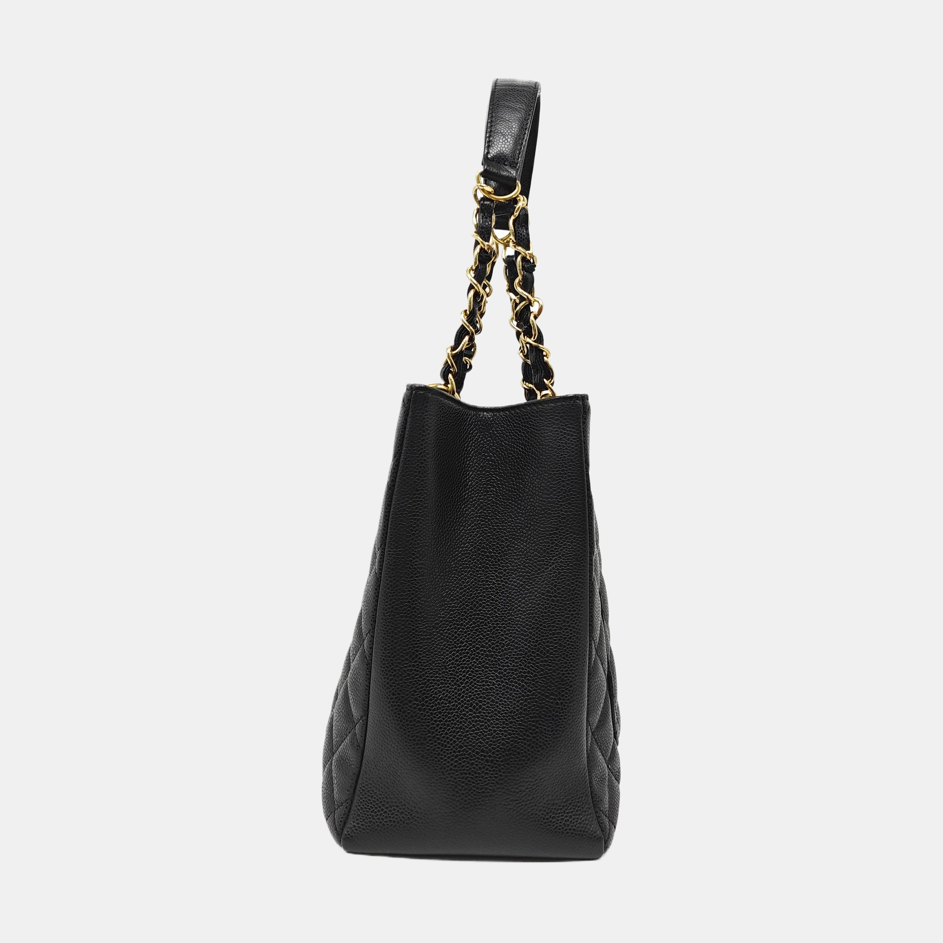 CHANEL GST Large Quilted Grained Calfskin Black