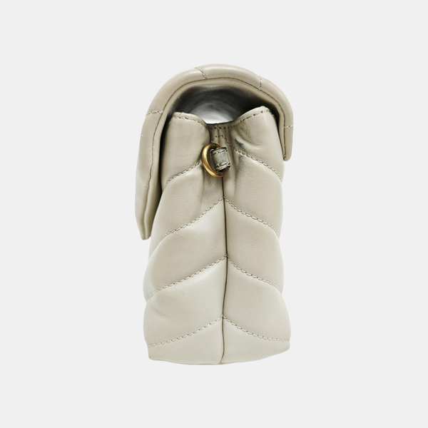 LOULOU Extra Small Chevron Calfskin White