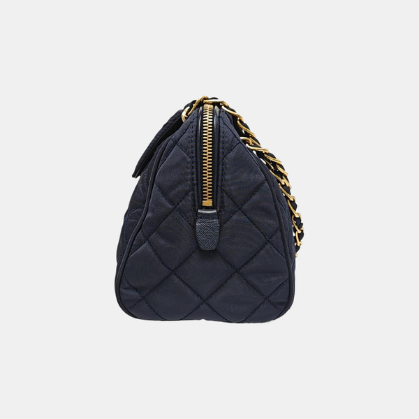 Quilted Nylon Shoulder Bag Blue