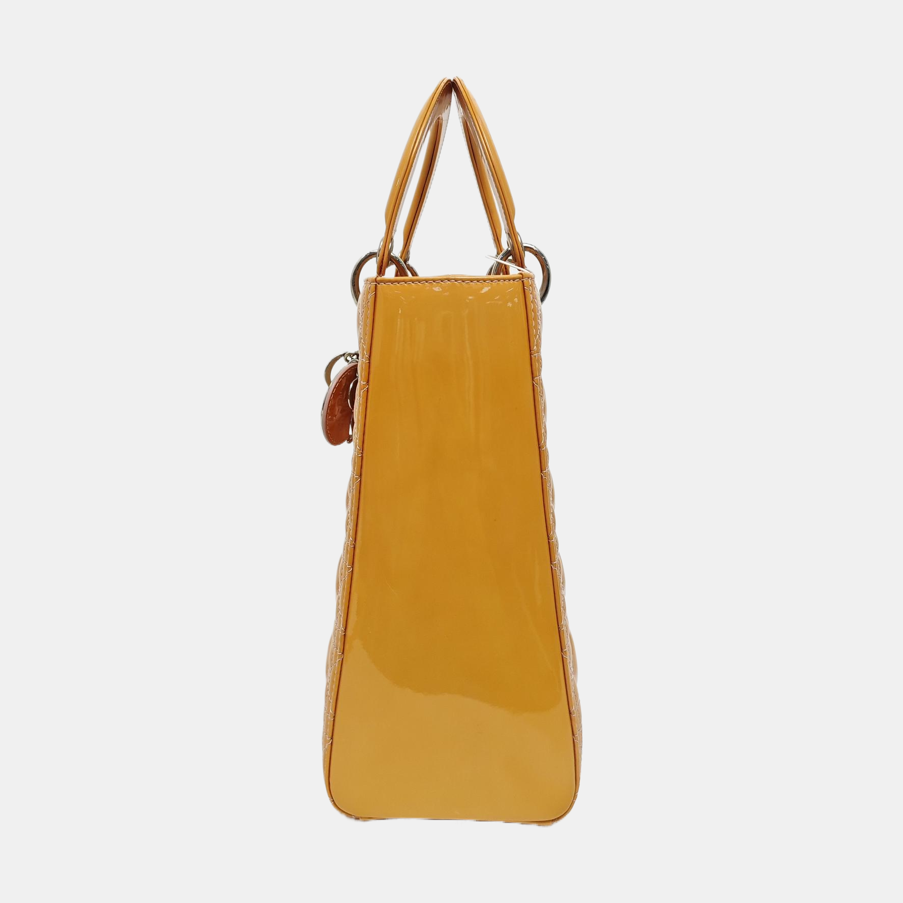 Authenticated pre-owned  Lady Dior Large Quilted Patent Leather Yellow - Tote Bag at Looply