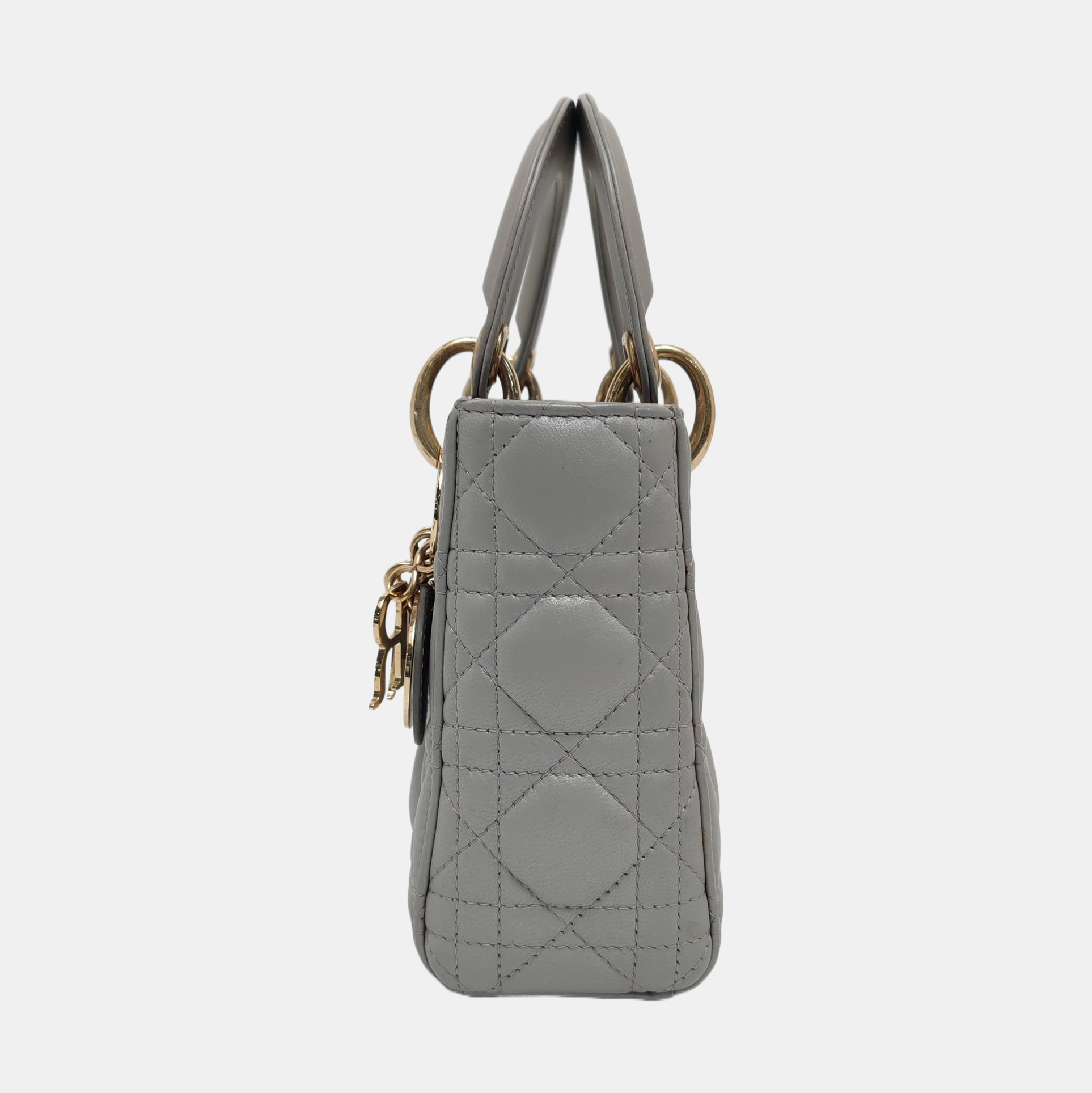 Lady Dior Mini Cannage Lambskin Gray