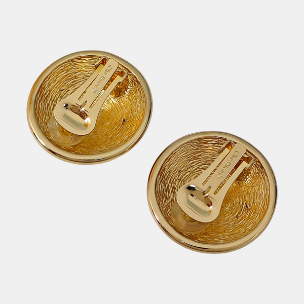 Petit CD Metal Gold Clip On Earrings