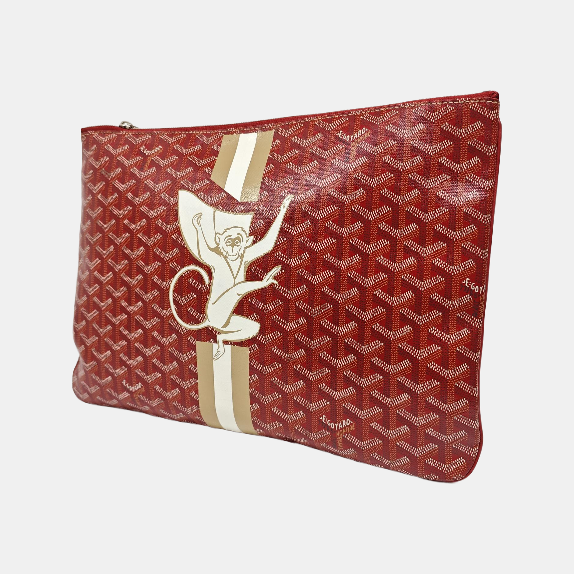 Coated Canvas Clutch Red