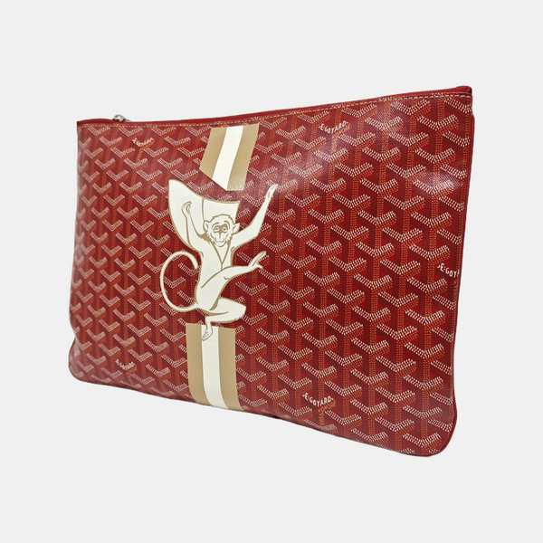 Coated Canvas Clutch Red