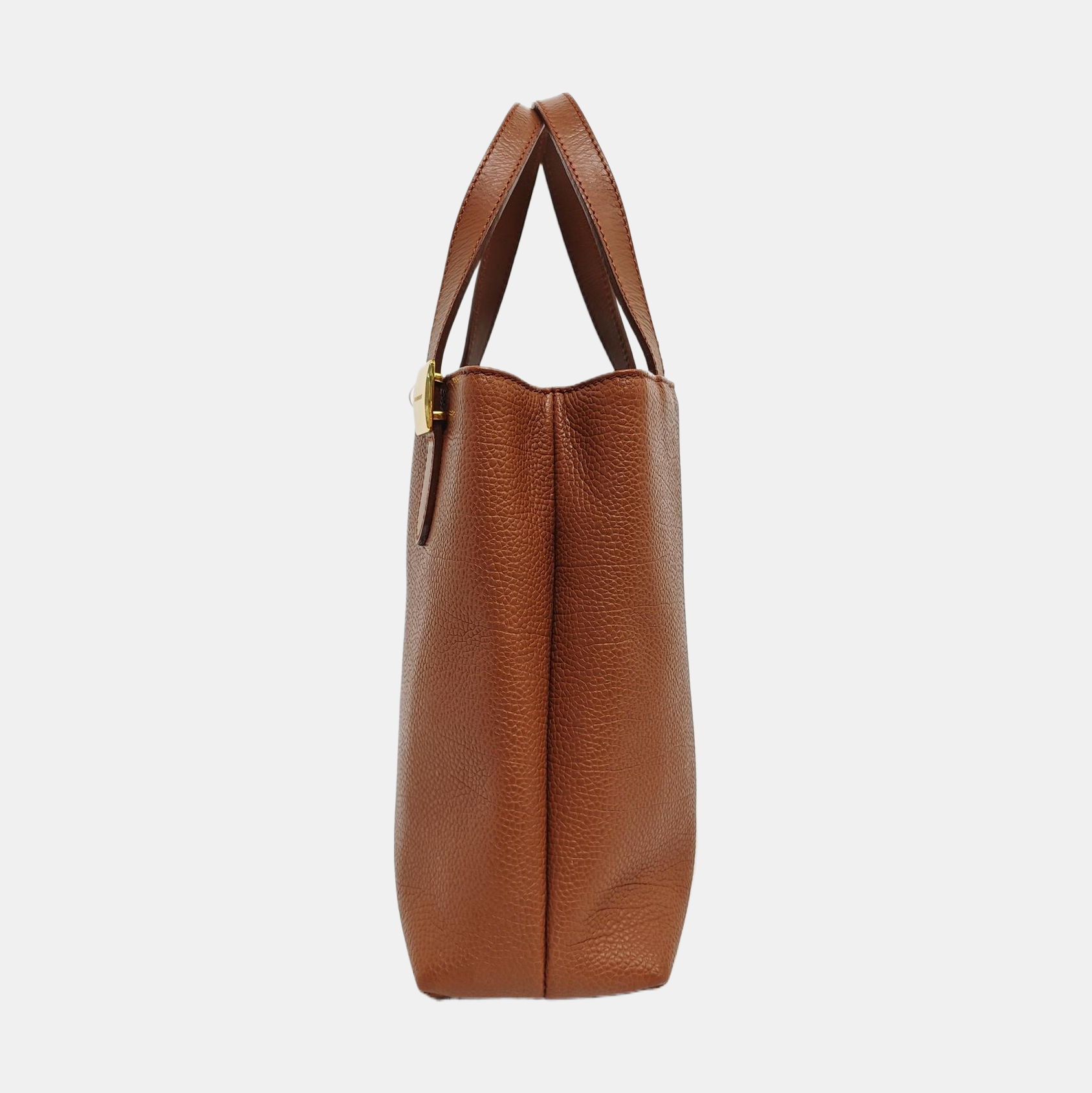 Calfskin Top Handle Bag Brown