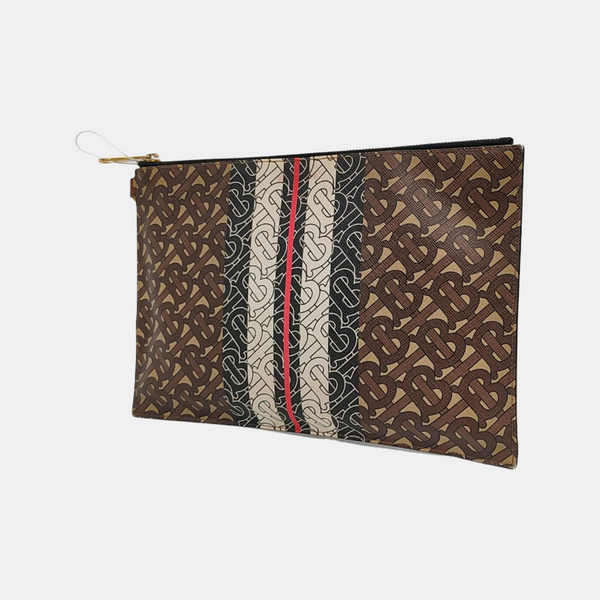 Coated Canvas Clutch Brown