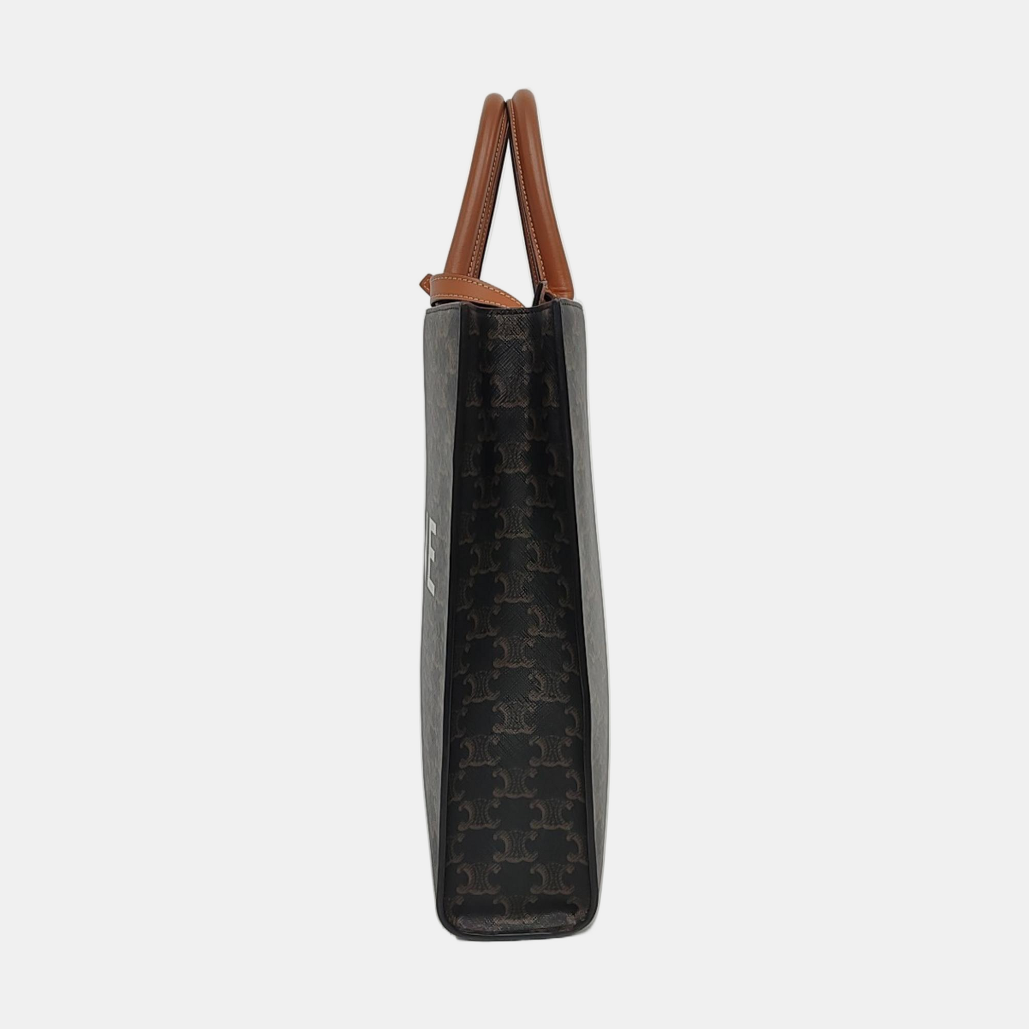 CABAS CELINE Small Coated Canvas Brown
