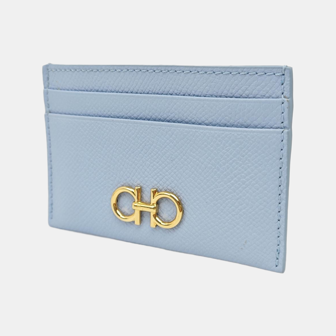 Gancini Calfskin Blue Card Holder