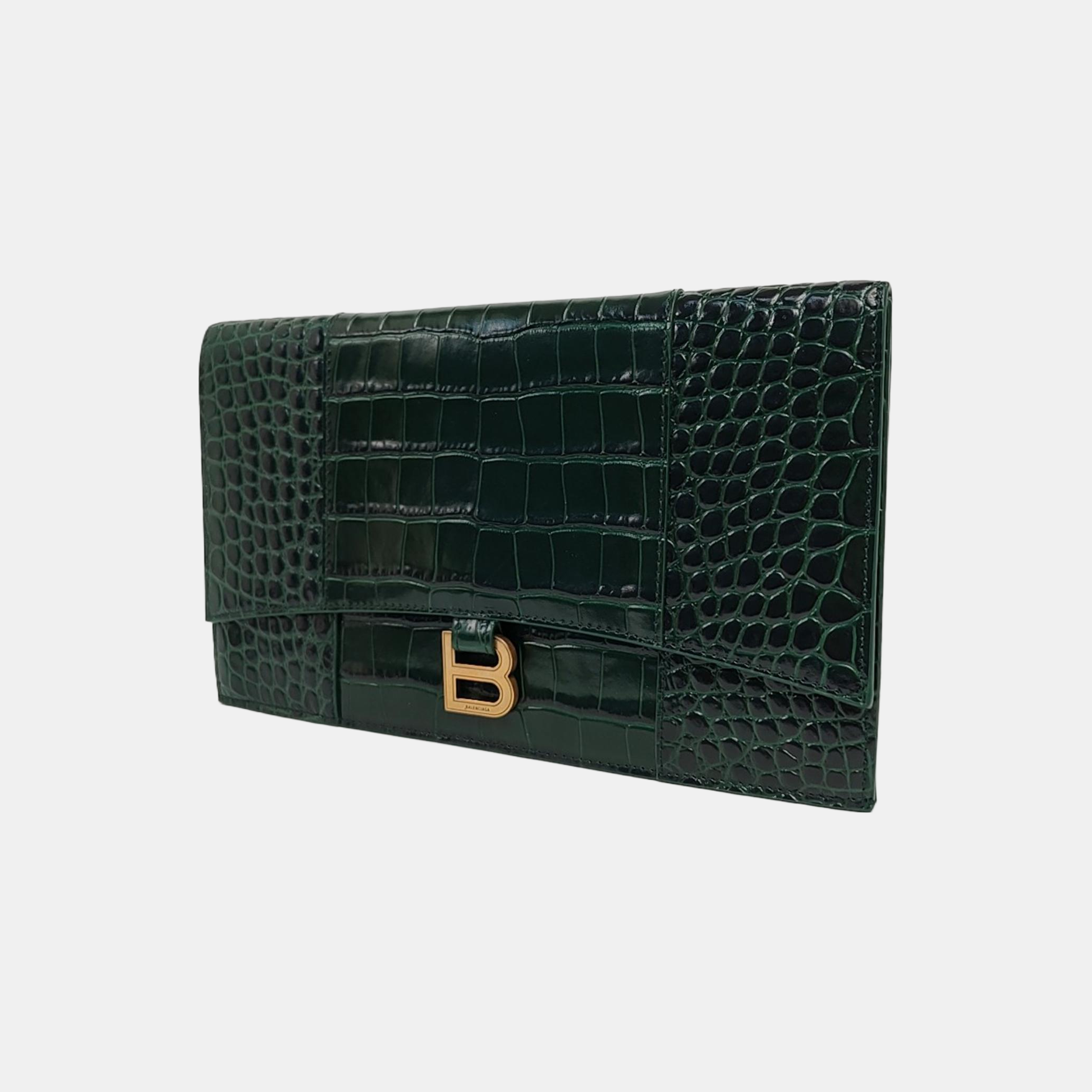 Authenticated pre-owned  Hourglass Calfskin Green - Clutch at Looply
