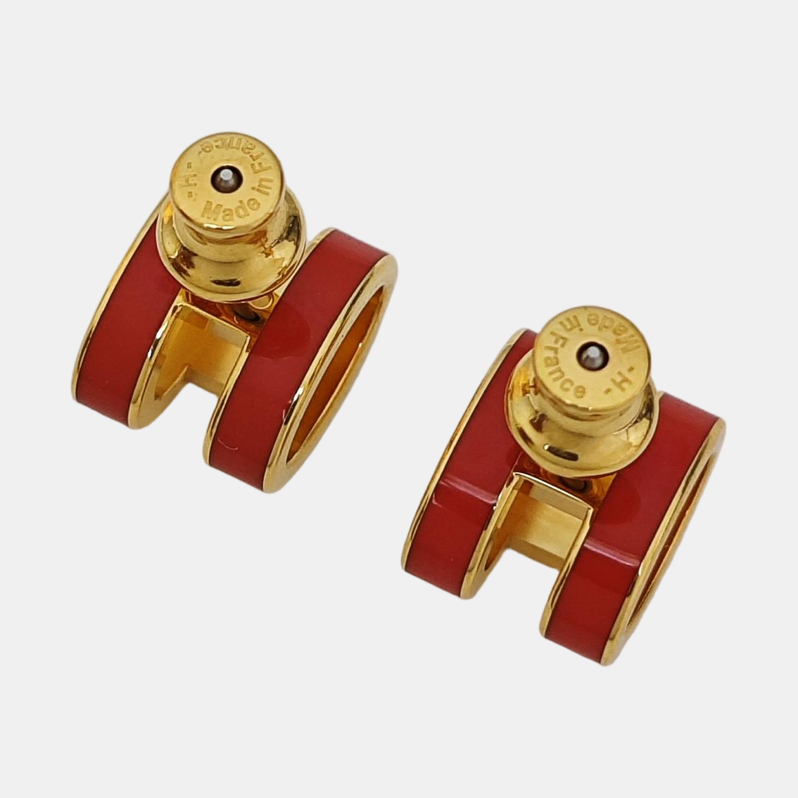 Metal Orange Stud Earrings