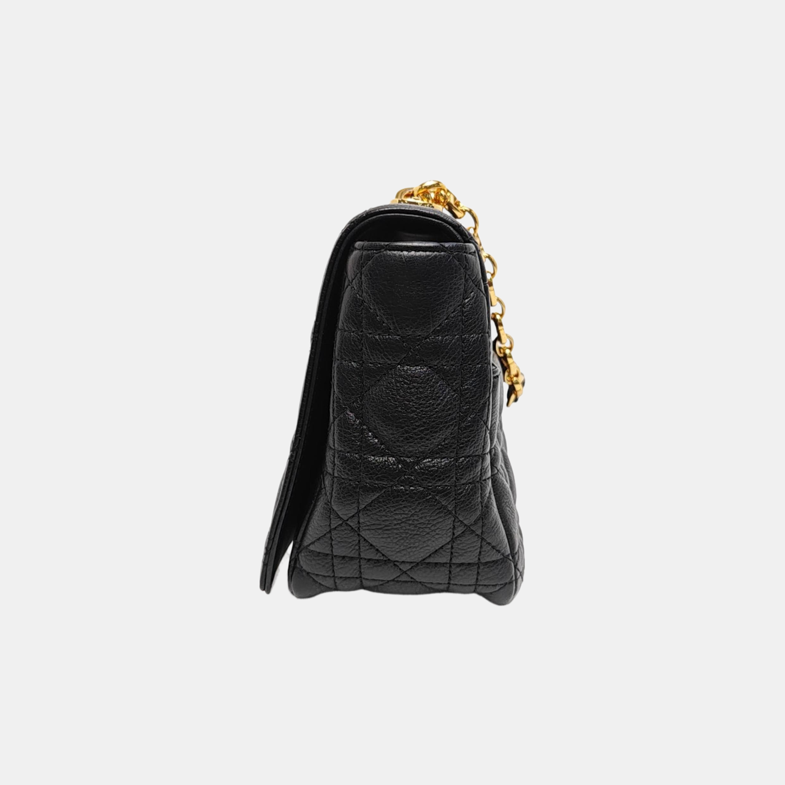 Authenticated pre-owned  Dior Caro Medium Quilted Calfskin Black - Shoulder Bag at Looply