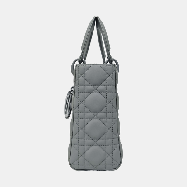 Lady Dior Small Cannage Lambskin Gray