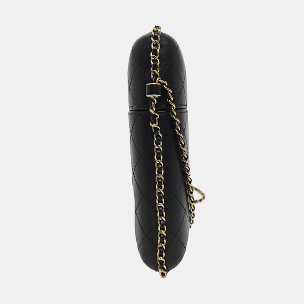 Quilted Lambskin Shoulder Bag Black