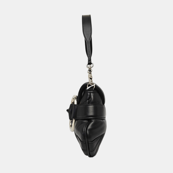 Horsebit Chain Medium Quilted Lambskin Black