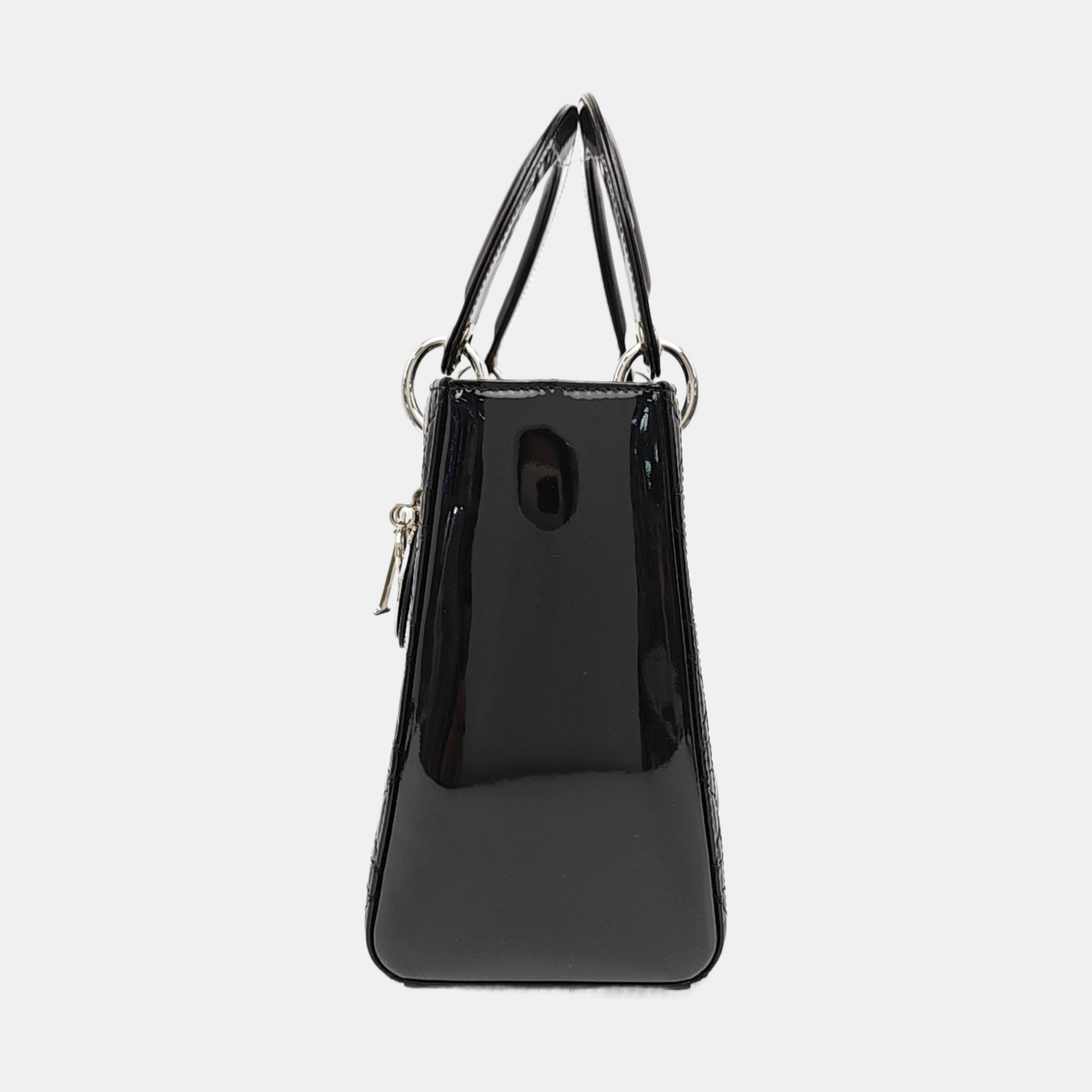 Lady Dior Medium Cannage Patent Leather Black