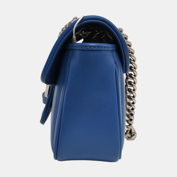 GG Marmont Small Quilted Calfskin Blue