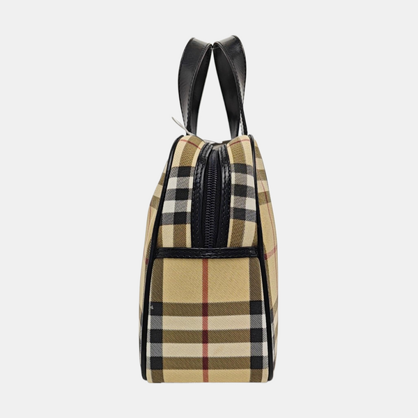 Coated Canvas Top Handle Bag Beige
