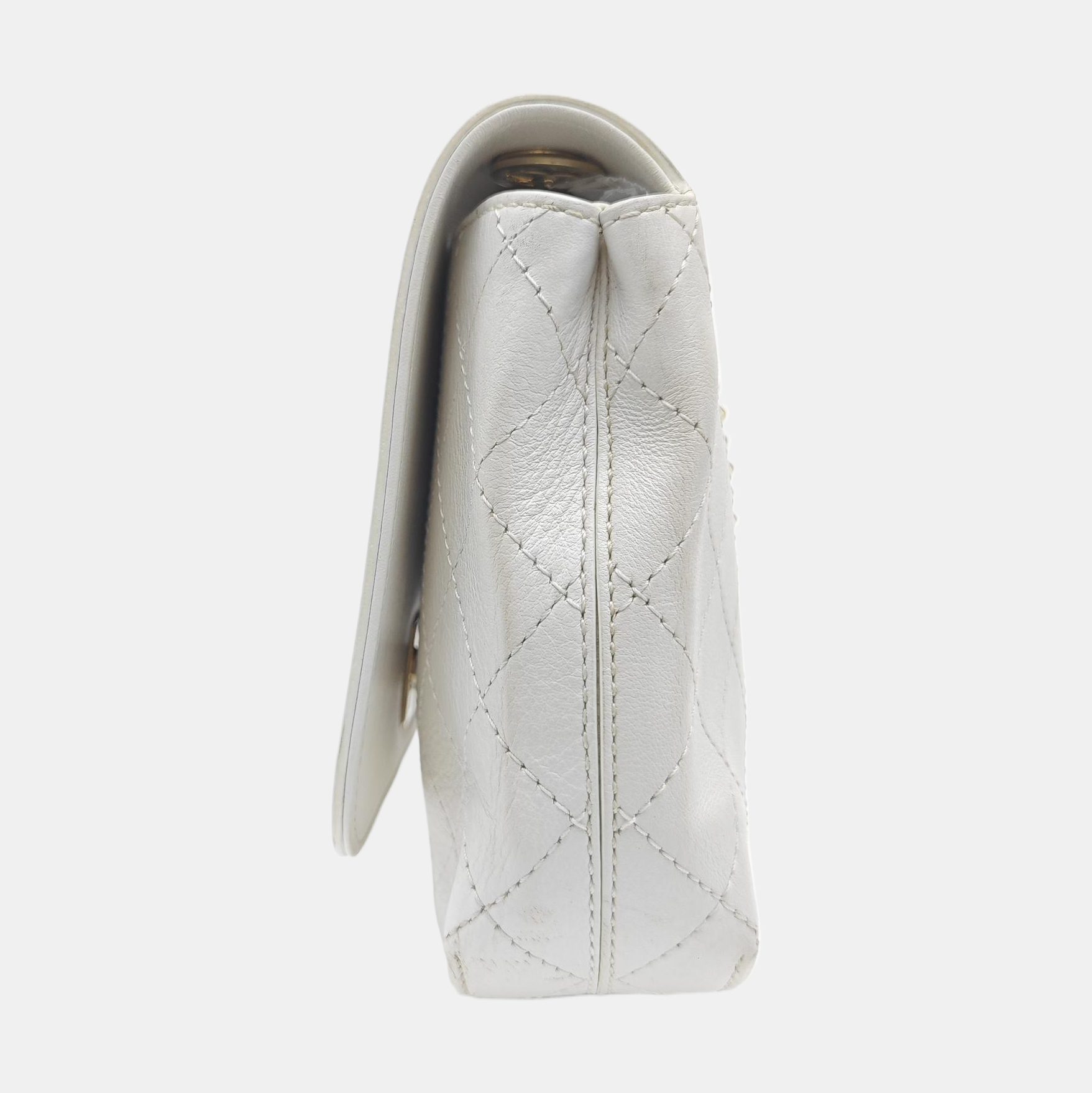 Quilted Calfskin Shoulder Bag White