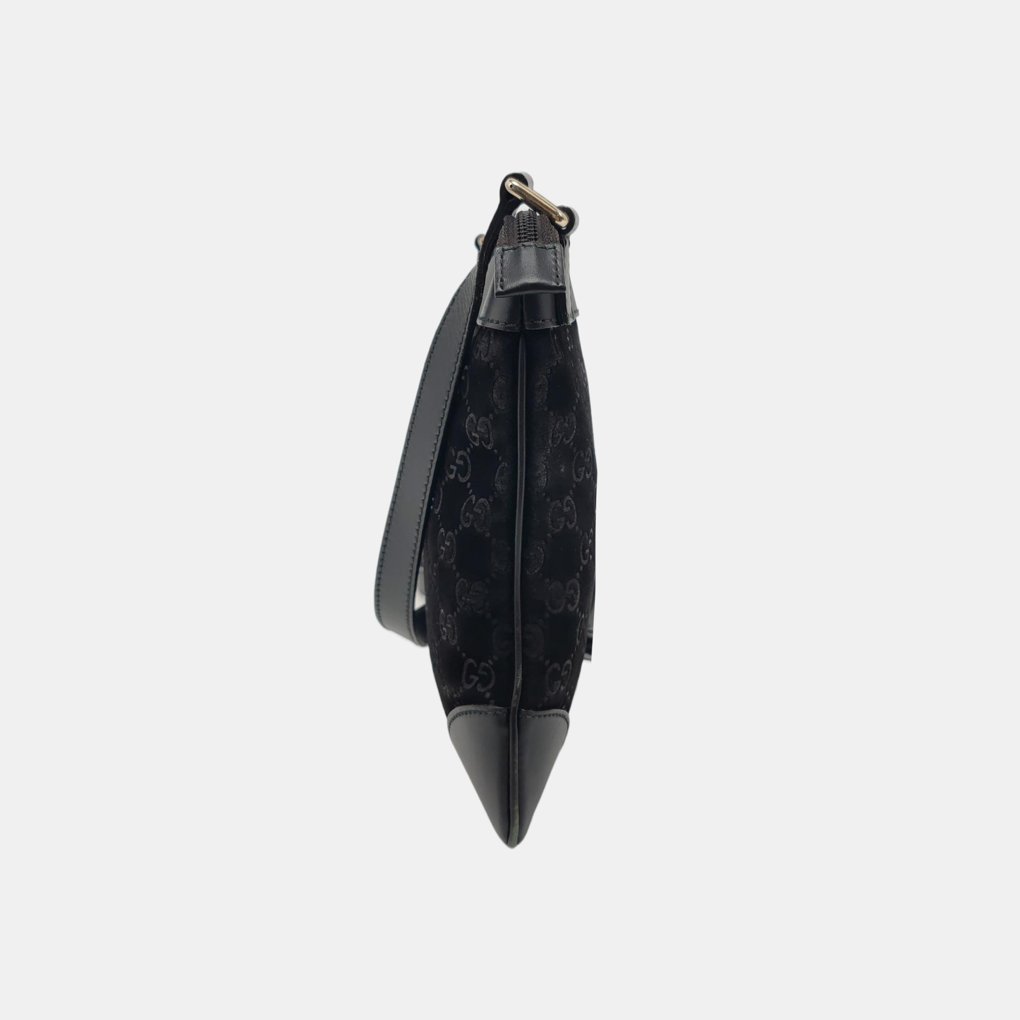 Monogram Suede Shoulder Bag Black