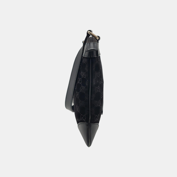 Monogram Suede Shoulder Bag Black